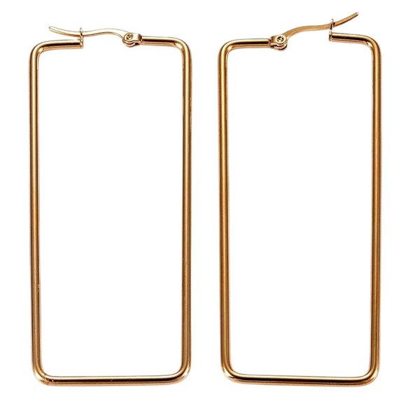 3 Inch 78mm Hoop Gold Tone Pierced Post Earrings - Picture 4 of 5